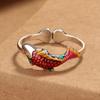 Retro cloisonne koi anel feminino estilo étnico moda simples angustiado epóxi artesanato abertura anel ajustável