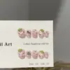 Uñas Vestibles Puramente Hechas a Mano, Uñas de Manicura Rosa Fresa de Alto Nivel, Parches de Uñas Postizas de Dibujos Animados Estéreo Lindos
