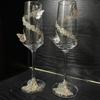 Taça de champanhe feita à mão material taça de brinde de casamento presente DIY para namoradas cálice vidro de alto valor