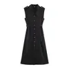 Série Moda Marca Z Vestido Midi Za Comércio Exterior Elegante Transfronteiriço Roupas Femininas Linho Estilo Europeu e Americano Za