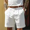 2026 Nuevos Pantalones Cortos de Algodón y Lino para Hombre de Comercio Exterior Transfronterizo Transpirables de Secado Rápido Estilo Hawaiano de Cinco Puntos Pantalones Rectos de Lino para Playa