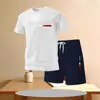 Camiseta de manga corta transfronteriza para hombre, nueva marca de moda, camisa corta con estampado de letras para verano 2025, atuendo casual holgado