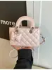 2026 Bolso Cuadrado Pequeño Nuevo Estilo Coreano con Patrón de Diamantes y Moño para Mujer, Bolso Cruzado Versátil, Bolso de Mano de Lujo Ligero, Bolso de Hombro