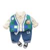 Conjunto de primavera para niño estilo coreano de manga larga, set infantil de tres piezas para 3 años, chaqueta cárdigan moderna con diseño de dinosaurio