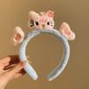 Faixa de Cabelo de Pelúcia para Lavar o Rosto e Maquiagem, Orelhas de Gato e Urso Fofas de Desenho Animado, Acessórios de Cabelo Femininos de Desenho Animado com Estampa de Leopardo, Novos Acessórios de Cabeça