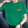 Playera Americana de Algodón Puro para Hombre de Manga Corta Verano Holgada Top Algodón Manga Corta Estampada con Letras Hoja de Arce
