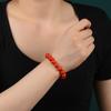 Pulseira de contas redondas de areia vermelha de alto teor de minério bruto para homens e mulheres pulseira do ano de nascimento vermelho cinnabar fornecimento direto atacado