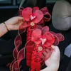 Decoración de Coche de Boda Flor de Tirar Desfile de Bodas Flor de Boda Adorno de Boda Manija de Phalaenopsis Espejo Retrovisor Boda*Una Pieza Cabello Liso