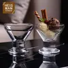 Copo de Vidro Espesso com Relevo Estilo Luxo Leve para Milkshake e Sobremesa, Copo Transparente para Sorvete, Copo Alto Doméstico para Pudim, Copo de Sorvete