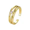 Suministro Exclusivo Transfronterizo de Anillo Abierto Chapado en Oro de 14K, Anillo de Zirconia en Forma de Corazón, Anillo Sencillo y Lujoso para Mujer, En Stock