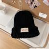 Gorro de lana de punto azul con cabeza grande para mujer, otoño e invierno 2024, con cara visible, pequeño, combinable con todo, con protección para las orejas y gorro frío.