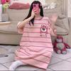 2025 Nuevo Camisón Delgado de Verano de Manga Corta Talla Grande Gordo mm Camisón de Largo Medio Pijama Ropa de Casa Comercio Exterior Venta al por Mayor