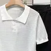 Camisa Polo de Manga Corta con Cuello Camisero para Hombre, Camiseta de Verano de Marca de Moda, Estilo Coreano Ajuste Delgado, Top Versátil Nuevo de Moda 2025