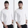 Camiseta de Manga Larga para Hombre Tendencia Primavera 2025 Tops Casuales de Cuello Redondo Camisas Básicas para Hombre