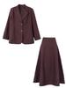Lushi Traje Casual Básico de Linho Coreano + Saia Feminino Outono Nova Silhueta Elegante para o Trabalho Traje 3707