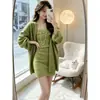 Conjunto de Dos Piezas de Cardigan de Punto y Vestido Camisola, Suave y Puramente Atractivo, Corte Ajustado, para Mujer, Atuendo de Suéter Holgado Adelgazante de Manga Larga para Principios de Otoño