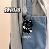 Lindo colgante de peluche de gato negro con forma de corazón para niña, llavero con forma de mochila, al por mayor