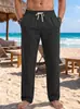 Ropa para hombre transfronteriza TK estilo americano lino lavado a la arena arrugado pantalones casuales Amazon talla de EE. UU. vacaciones de verano playa pantalones rectos