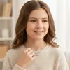 Colar Coração com Coração Europeu e Americano Transfronteiriço Cravejado de Diamantes para Mulheres, Design de Nicho, Anel Duplo, Pingente Bicolor Tendência, Joia de Corrente para Clavícula