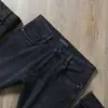 Pantalones Largos de Mezclilla Gruesa para Hombre, Estilo Recto Delgado, Azul Marino, Sarga Elástica, Lavados, Desgastados, Otoño e Invierno Europeo