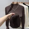 Tejido de Felpa de una Pieza, Suéter Grueso para Mujer, Nuevo Estilo Otoño e Invierno 2026, Camiseta Interior de Punto de Cuello Semi Alto