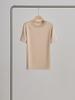 Primavera y Verano Nuevo Top de Seda de Morera de Color Puro Transpirable Seda Simple Camiseta de Manga Corta Moda Top Básico para Mujer