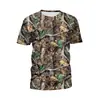 Estación independiente comercio electrónico transfronterizo camiseta para hombre patrón de selva bosque impresión 3D cuello redondo jersey exterior rama fabricantes
