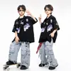 Ropa Moderna Infantil de Street Dance Niños y Niñas Marca Moderna Conjunto de Camisa de Béisbol de Manga Corta Atuendo Genial de Hip-Hop para Niños