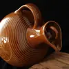 Botella de Vino Pequeña de Cerámica de Barro, Jarrón de Vino, Olla de Vino para Uso Doméstico, Botella de Vino Antigua Estilo Vintage con Asa y Letras de Vino Roscadas