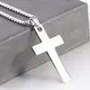 Produto Novo Transfronteiriço Europeu e Americano: Colar Simples de Aço Inoxidável com uma Cruz, Superfície Lisa e em Branco, Adequado para Gravação a Laser, Colar de Corrente de Pérola
