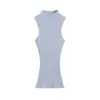 Top de tirantes acanalado semi-alto puramente seductor para mujer, nuevo estilo corto de verano, entallado a la cintura, sin mangas, adelgazante, top de moda para chicas sexys