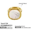 Anillo Geométrico de Concha Natural Estilo Europeo y Americano Acero Inoxidable Chapado al Vacío Oro PVD Moda Anillo Sencillo Joyería para Mujer