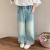 Pantalones para Niñas 2026 Otoño Nuevo Estilo Estilo Chino Jeans para Niñas, Modernos Pantalones Casuales Rectos Sueltos para Niños de Otoño