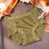 Pantaletas sin costuras de seda helada para mujer, cintura media, talla grande, con refuerzo de algodón, estilo moderno para estudiantes y chicas jóvenes, encaje, sexys, finas, transpirables