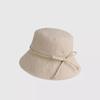 Elegante sombrero de pescador con lazo y cordones, combinable con todo, para mujer, para verano, para exteriores, con protección solar, pequeño, con aspecto de cara.