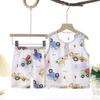 Conjunto de Colete de Verão Infantil para Meninos e Meninas, Algodão Seda Sem Mangas Roupa de Casa para Ar Condicionado, Shorts de 0-8 Anos, Casual e Versátil