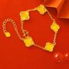 Nueva Pulsera de Moda Ensalada Cobre Amarillo Rojo Internet Chapada en Oro Combinable para Mujer Joyería Trébol de Cuatro Hojas Cadena Suministro Directo de Fábrica