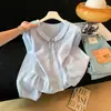 Camisa branca doce estilo francês com gola Peter Pan para mulheres, nova coleção de outono de 2026, com gravata borboleta e mangas compridas