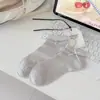 Meias Fofas para Mulheres, Cano Curto Sem Costura Malha Respirável Desenho de Urso Verão Finas Estilo Ins Laço Meias de Menina
