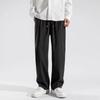 Pantalones Finos de Seda de Hielo de Verano para Hombre Pantalones Rectos para Hombre Pantalones Modernos Holgados hasta el Tobillo Pantalones Casuales de Pierna Ancha Transpirables de Verano