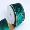 Cinta de terciopelo con borde dorado alambre decoración corona árbol de Navidad material para lazo fondo dorado cinta doble cara