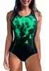 Traje de baño de una pieza estilo carreras europeo y americano 2026, color liso con diseño estampado, espalda descubierta, traje de baño de tirantes dobles Amazon