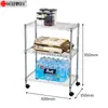 Prateleira de cozinha cromada multicamadas personalizável, prateleira de armazenamento multifuncional de aço ajustável com rodas