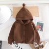 Suéter para Niños Otoño e Invierno Nuevo Estilo Niños y Niñas con Capucha Tejido Canalé Cárdigan Chaqueta de Manga Larga a la Moda Estilo Coreano Comercio Exterior