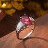 Anillo de Zircón Rojo Estilo Corte Vintage para Mujer, Joyería Popular de Exportación Europea y Americana, Anillo con Forma de Mariposa de Diamante de Color para Mujer