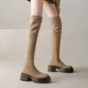 43 botas botas finas botas gruesas botas de tacón alto 33 nuevas elásticas comercio exterior botas de jinete Amazon botas hasta la rodilla gamuza niños