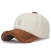 Invierno Nuevo Internet de Moda Terciopelo de Peluche Cálida Gorra de Béisbol Moda Damas Fotografía Callejera Versátil Bordada R Gorra