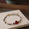 Pulsera de Piedra Natural Pulsera de Cuentas Acero de Titanio No se Desvanece Joyería de Mano Cuentas de Ágata Roja Nicho de Alta Gama