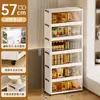 Armário de Armazenamento Dobrável de Plástico 57cm de Largura Cozinha Armazenamento Armário de Armazenamento Multicamadas Doméstico Guarda-roupa Infantil Caixa de Armazenamento de Brinquedos