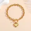 Pulsera de Acero de Titanio con Forma de Corazón, Cadena Gruesa, Cierre OT, Oro de 18K, No se Desvanece, Joyería de Lujo Ligero para Mujer, Fuente Transfronteriza, En Stock